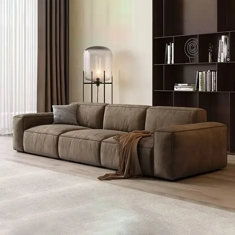 Italian minimalist chenille velvet fabric, light luxury and modern, simple living room small apartment, tofu blocks, straight
