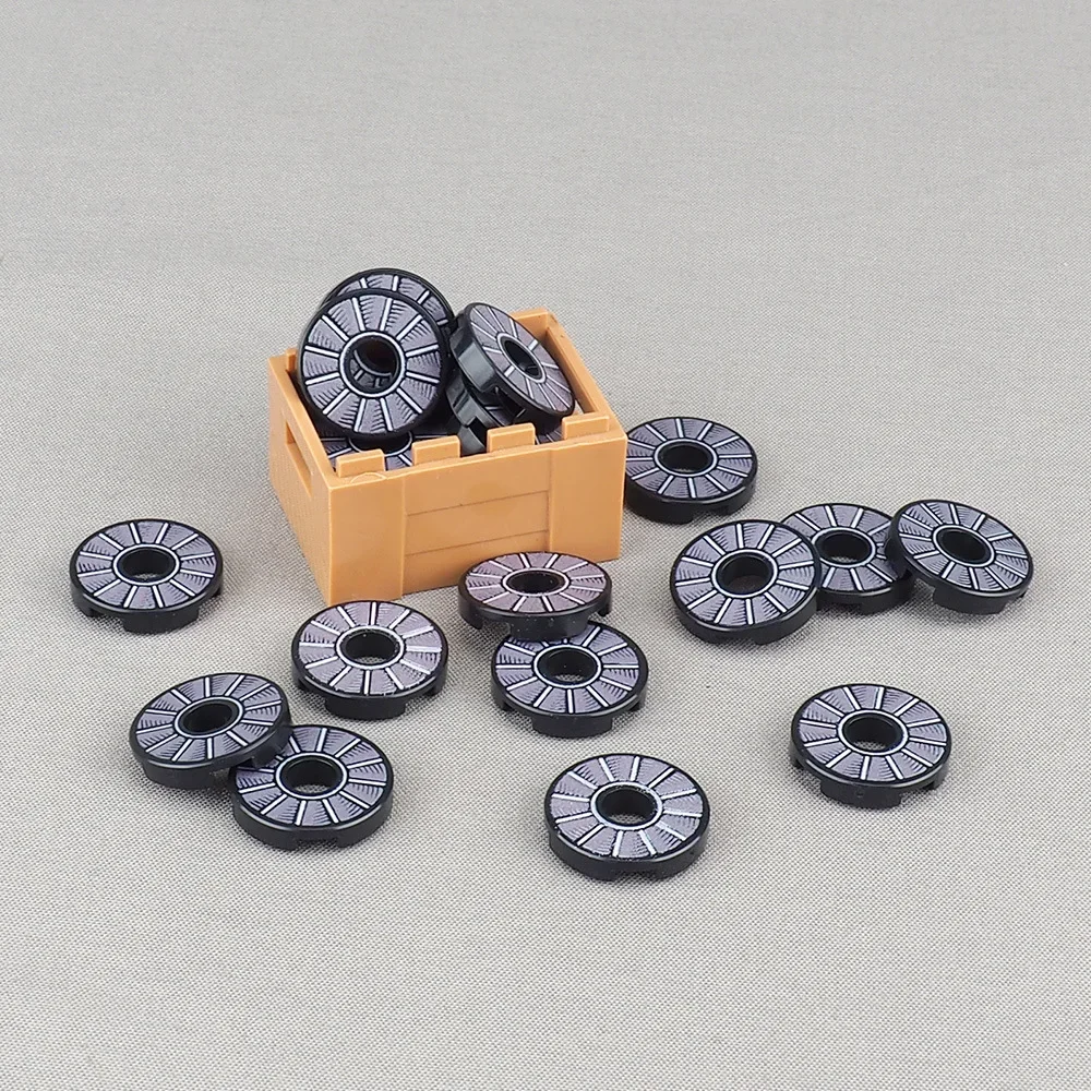 

MOC 10PCS Printed 15535 Hole Turning Disc Brick 15535pb 2X2 Rotating Fan Blades Pattern Building Block Toys Boys Holiday Gifts