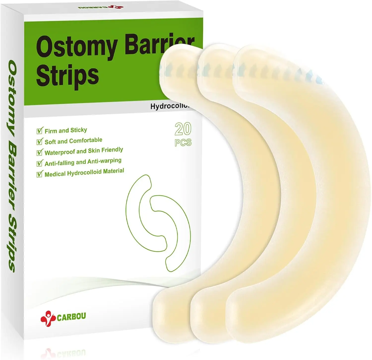 Image of 20 Stück elastische Stoma-Barrierestreifen, hydrokolloid, wasserfest, auslaufsicher, selbstklebendes Stoma-Barriereband für Kolostomiebeutel
