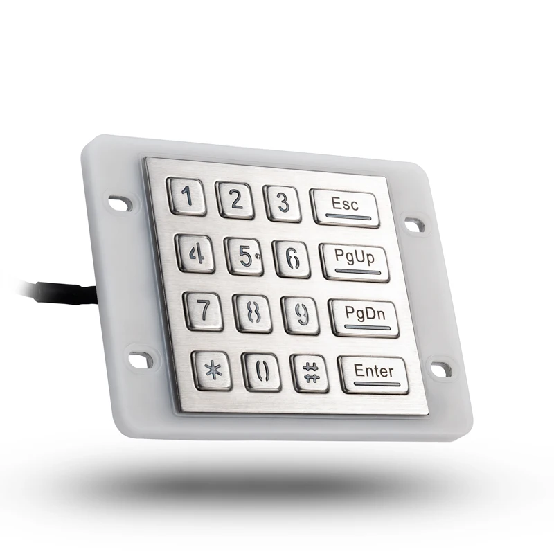 16 Keys USB Kiosk illuminated Keypads IP68 Waterproof Metal Stainless Steel Backlit Numeric Keypad