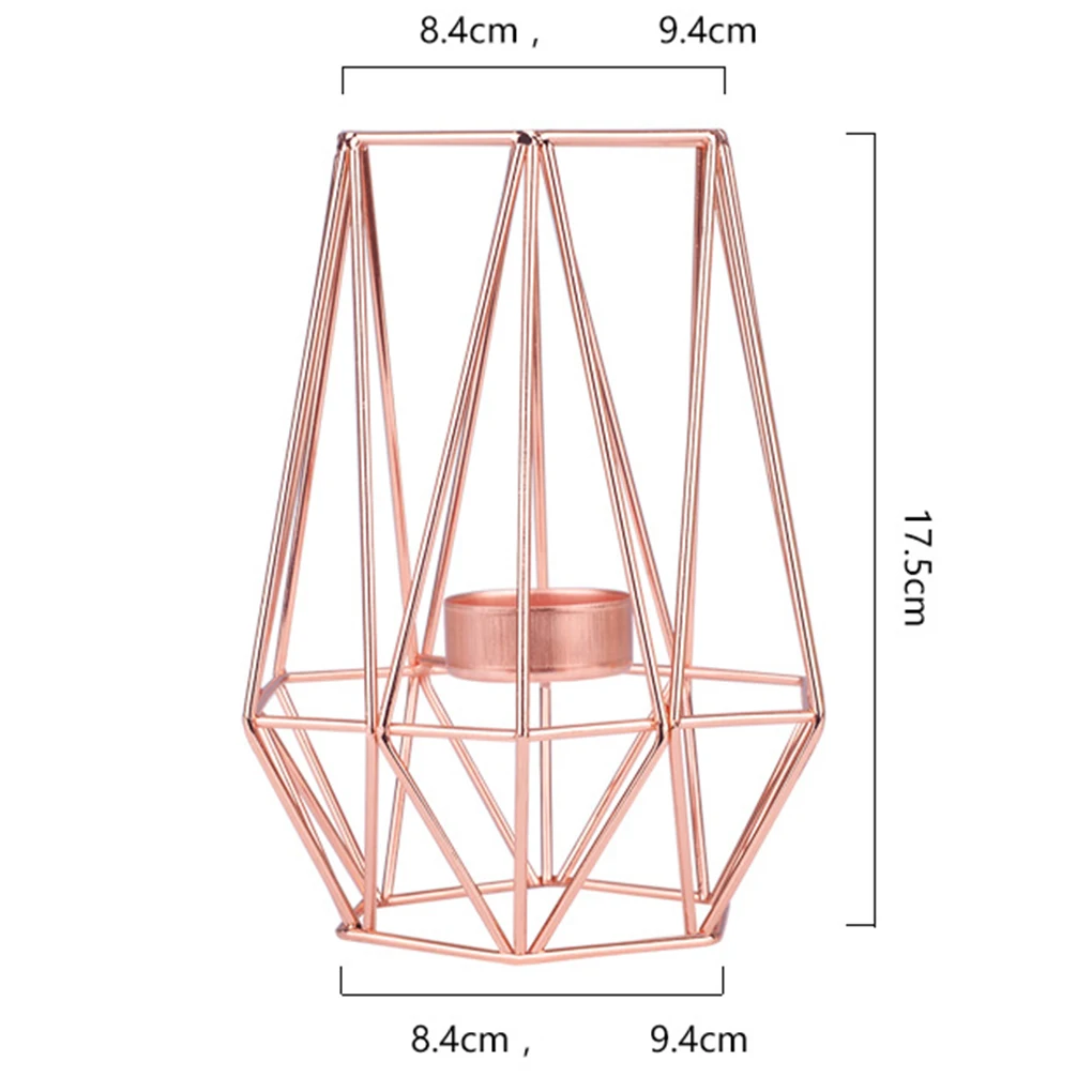 Gold Iron Candleholders Geometric Candlestick Metal Tealight Votive Candle Cup Home Decoration
