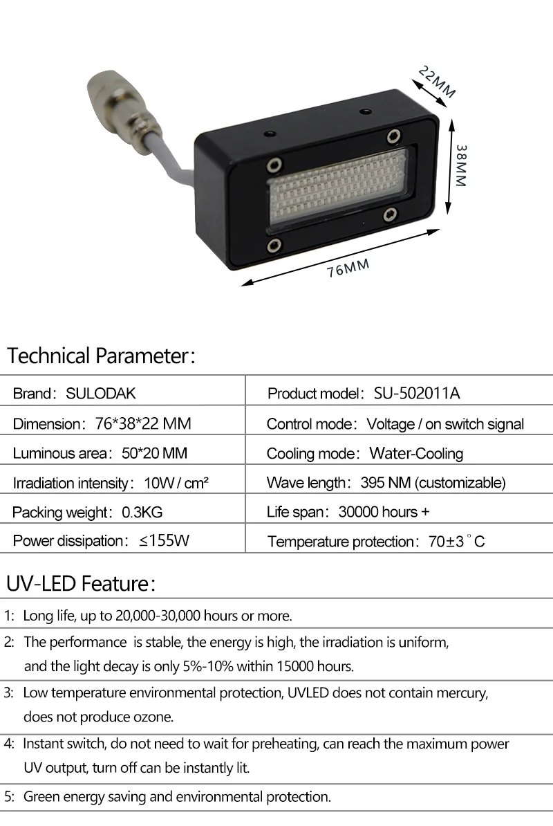 155W Watergekoelde Uvled Olie Uitharding Lamp Epson Dx5/Dx7 Mondstuk Led Uv Inkt Uitharden Drooglamp Nuocai 6090 Uv Printer Uitharding Lamp