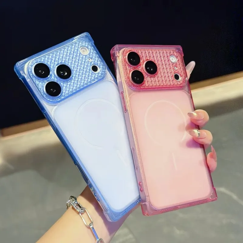 Luxury Solid Color Square Frosted Soft TPU Phone Case For iPhone 18 17 16 15 Pro Max Large Window Shockproof Cover