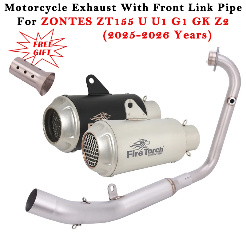 

Мотоциклетная выхлопная система в сборе: модифицированный глушитель с соединительной трубой (Slip-On) для ZONTES ZT155 U U1 G1 GK Z2 2025 2026 Euro 5