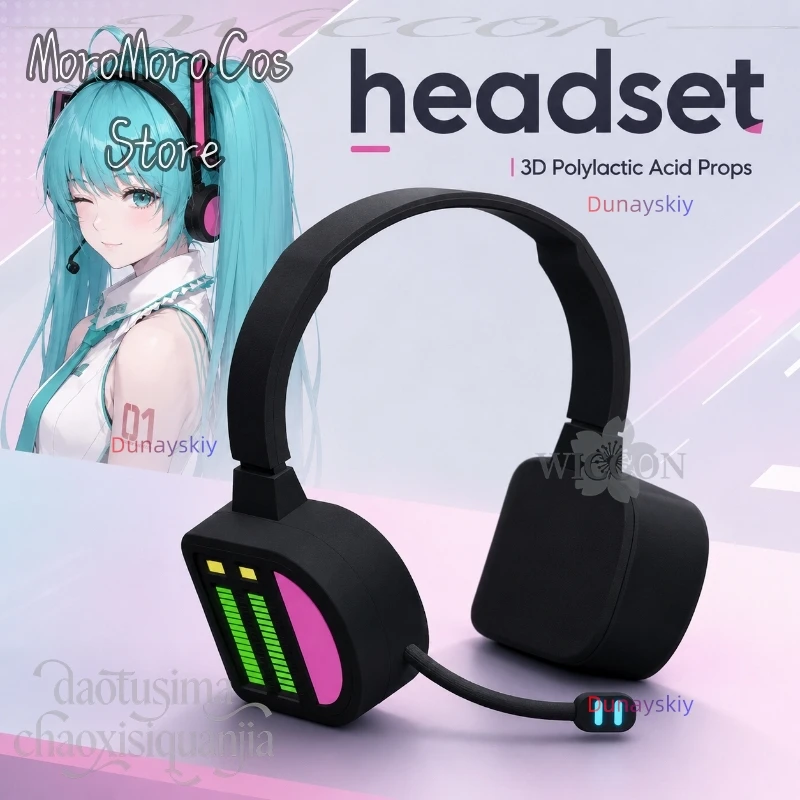Имитация наушников Mikuuuu из 3D полимолочной кислоты, аксессуары для косплея, вечеринок, аниме, игр, Project Sekai, головные уборы, наушники, Хэллоуин