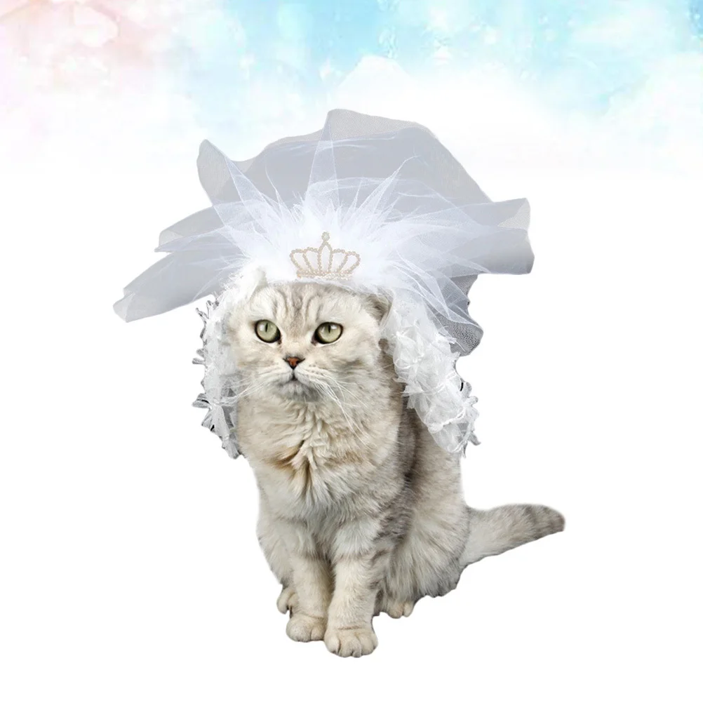 

1Pcs Cat Wedding Dress Premium Lace Bridesmaid Headdress Mini Crown Elegant Pet Supplies Cat Wedding Dress