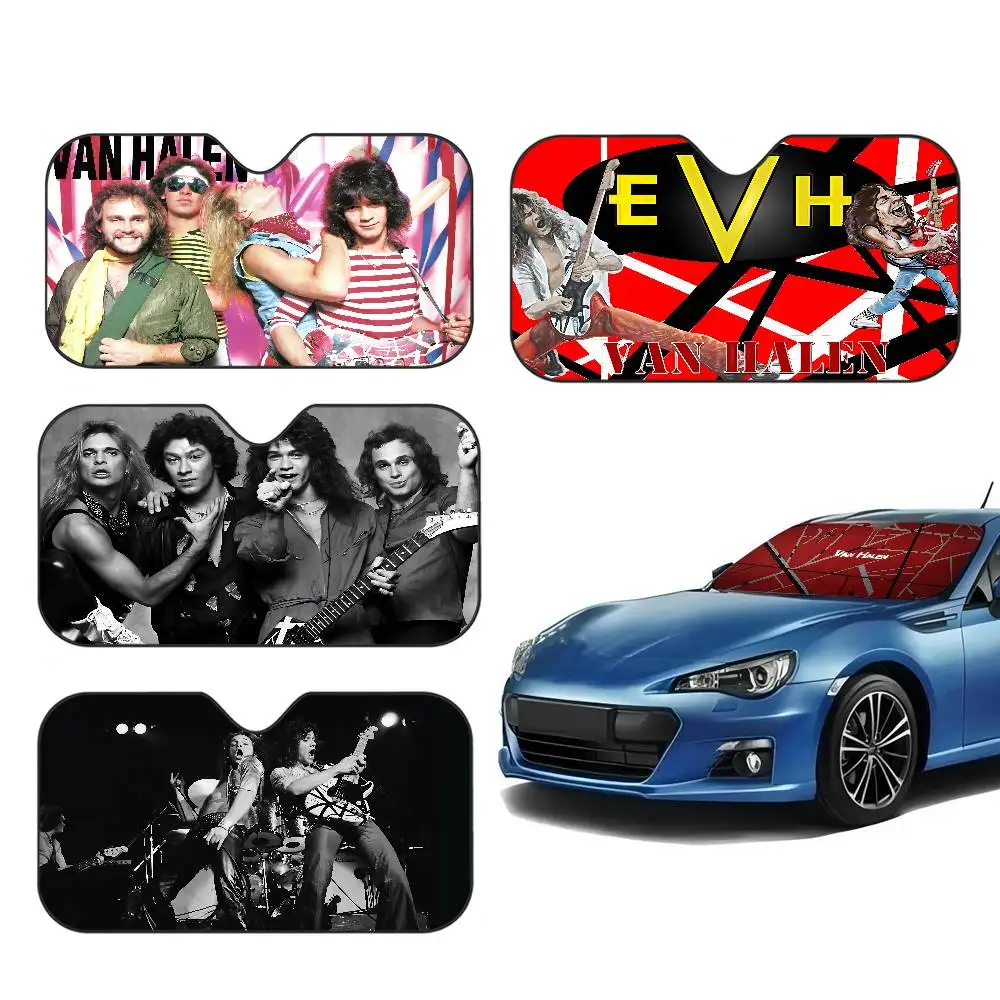 Van Halen Retro-rock Band  Foldable Front Windshield Sunshade 70x130cm Anime Cartoon Foils Car Sun Visor Sun Shade Protect