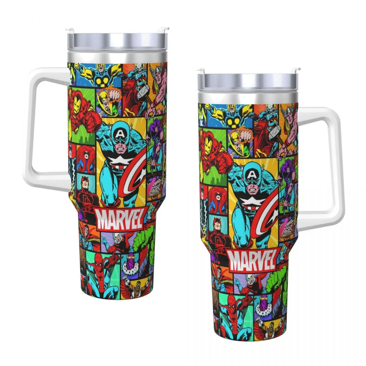 Stainless Steel Tumbler The Avengers Marvel Car Mugs With Straws Travel Hot Drinks Water Bottle Portable Large Thermal Mug