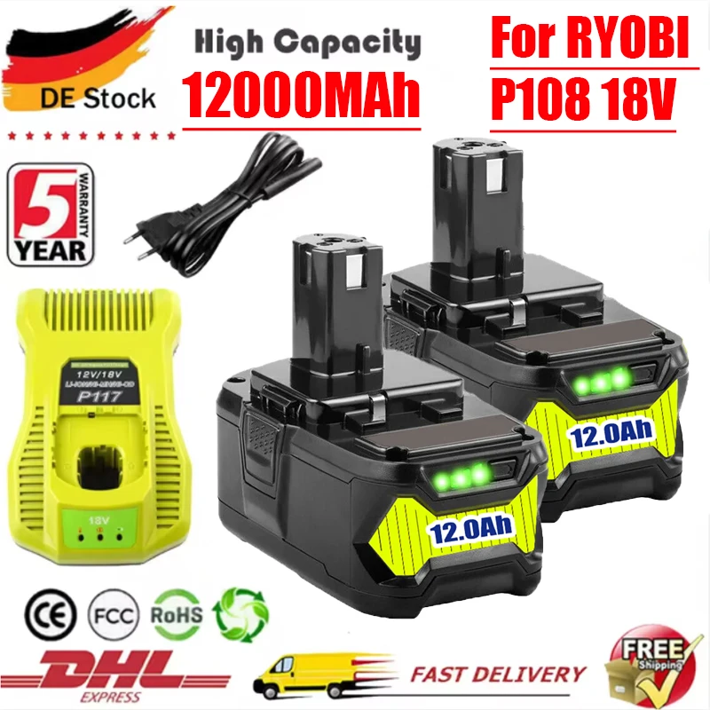

For RYOBI 18V lithium battery p08/p1078 power tool cordless drill inflator battery