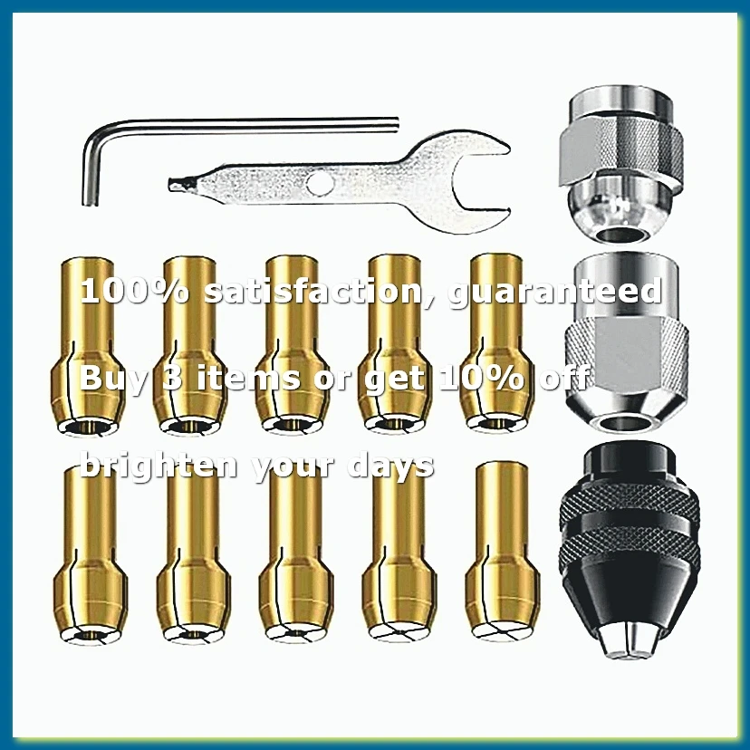 Drill Chuck Collet Set, 28 Pcs Chuck Collet Kit(1/32 - 1/8Inch)Replacement 4486 Drill Keyless Bit 4485 Brass Collet Set