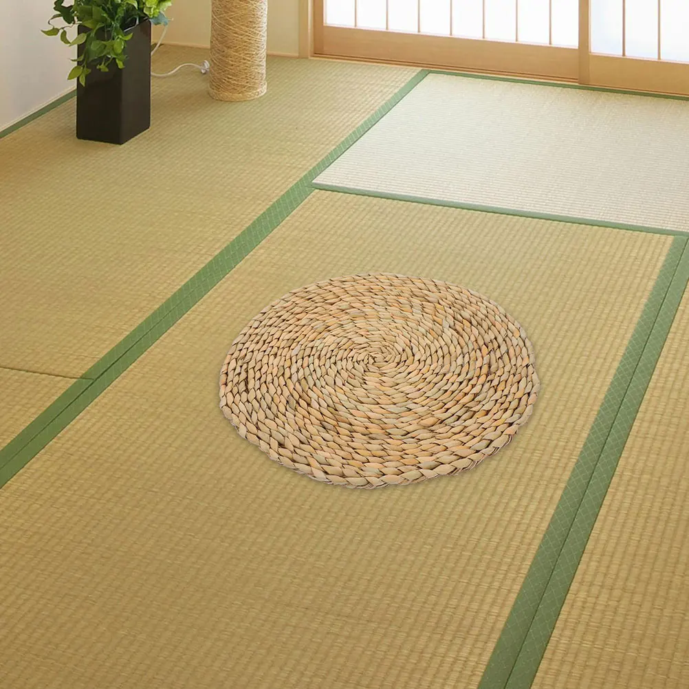 

Round Straw Woven Seat Floor Pillow Japanese Tatami Meditation Yoga Room Outdoor Patio Chair Sitting