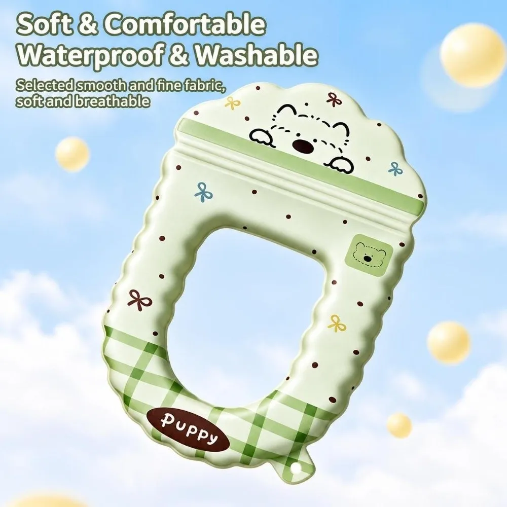 EVA Backrest Toilet Seat Cover Thickened Cartoon Dog Aromatherapy Toilet Seat Cushion with Handle Self-adhesive Toilet Mat