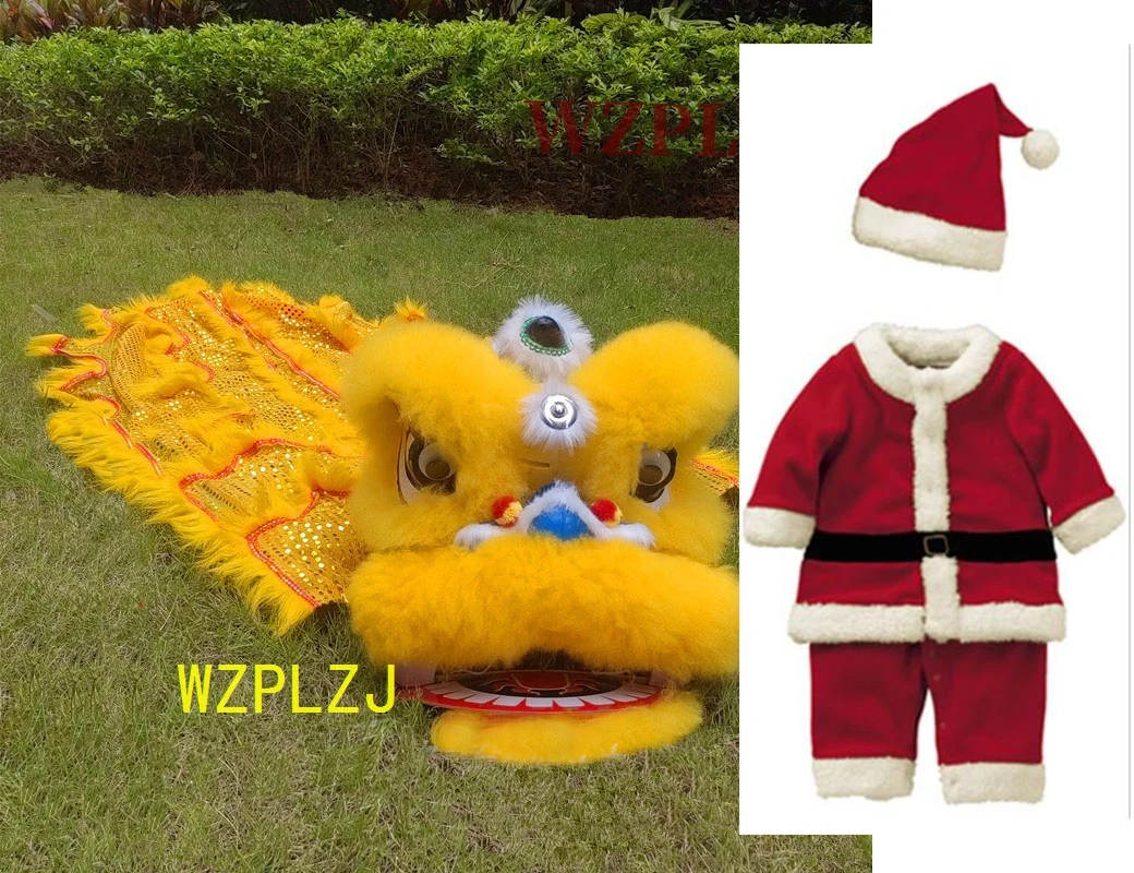 Christmas Upmarket 12 inch 2-5 Age Lion Dance with Drum Costume Festival Performance Gift Props Tradition Party Carnival Stage