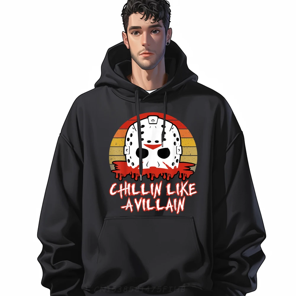 

Chillin Like A Villain Horror Hoodies Printing Long Sleeve Hip Hop Round Collar Hoodies Casual Hoodies For Men Christmas