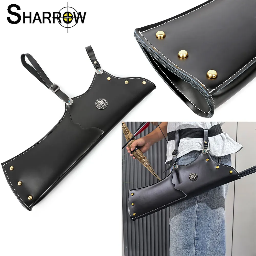 

Arrow Quiver Portable Waist Hanging Left/Right Hand Storage Pouch Arrow Bag Cowhide Archery Hunting for Bow Shooting Accessories