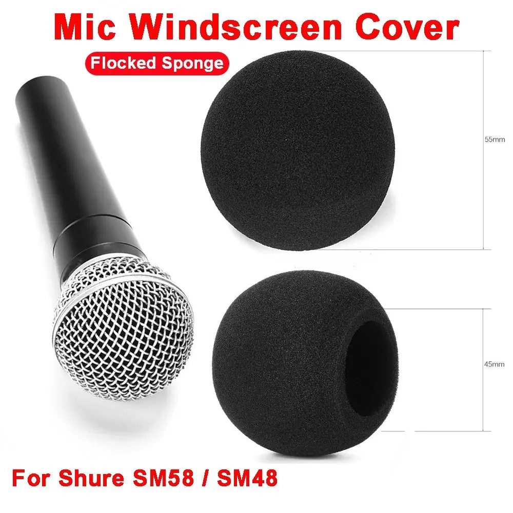 Replacement Mic Windscreen Cover Flocked Sponge Foam Windproof Microphone Pop Filter for Shure SM58 / SM48 - view 2