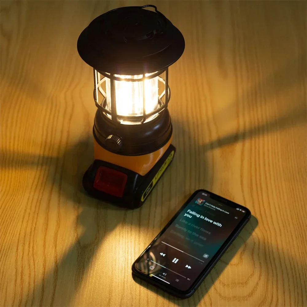 Portable Lantern For Dewalt 18V Li-ion Battery Camping with Bluetooth Speaker Inspection Camping Emergency Lights(NO Battery )