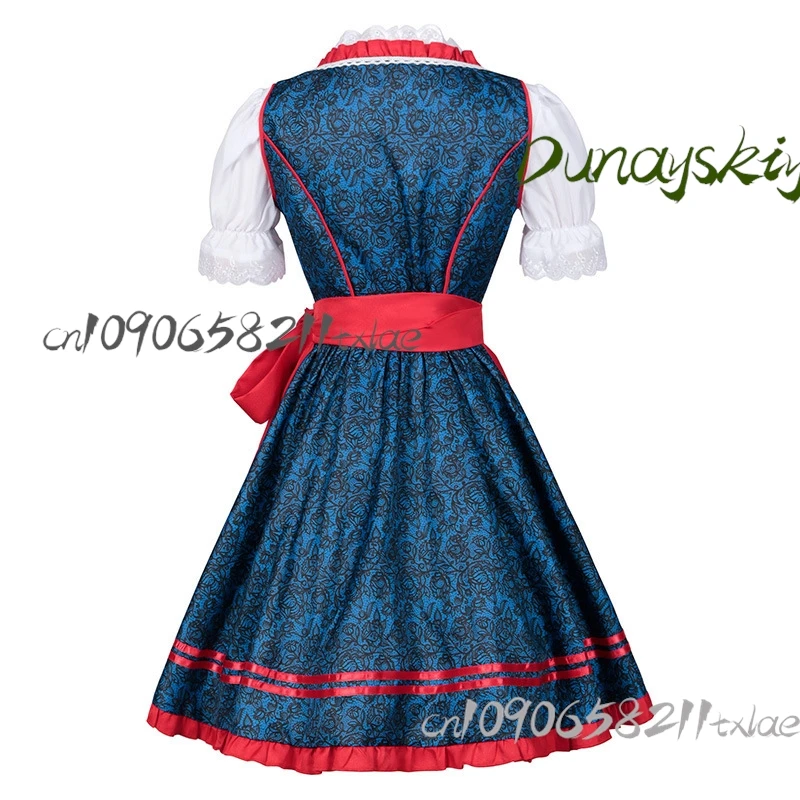 زي خادمة البيرة البافارية لجميع القديسين/عيد الميلاد/عيد الفصح/أوكتوبرفست - فستان مشد قابل للتعديل مع ملحقات تحت عنوان