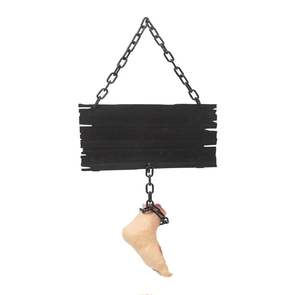 Simulated Red Stain Halloween Hanging Sign Lightweight Material Built-in Hanging Loops Simulated Bloody Foot Shape
