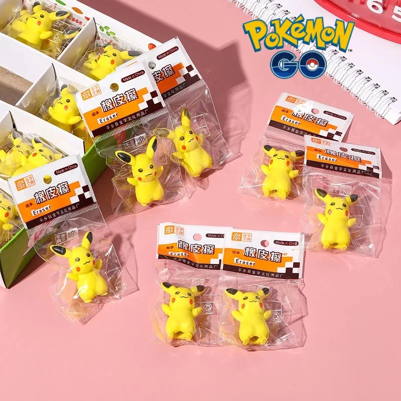 

10pcs Pokemon Erasers Cute Stationary Kawaii Pikachu Anime Figure Pen Accessories Kids School Supplies Office Gadgets Gifts