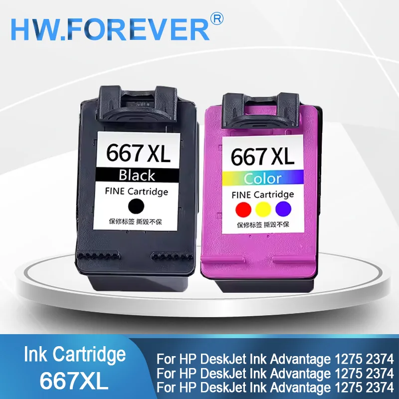 667 667XL Compatible Ink Cartridge for HP DeskJet Ink Advantage 1275 2374 2375 2376 2775 2776 Printer HP667XL Ink Cartridge