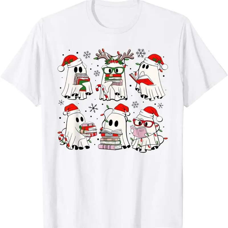 

Funny Ghost Book Reading Christmas Books Lover Teacher Kids T Shirt