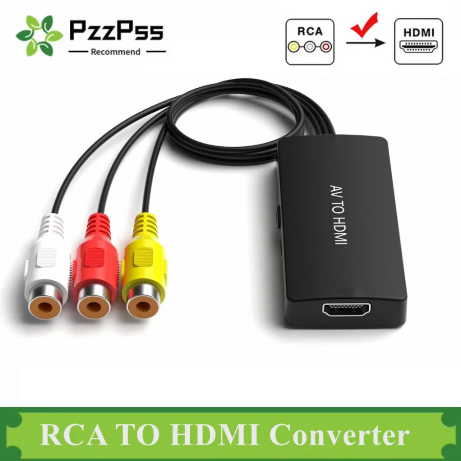 RCA to HDMI-compatible Adapter AV2HDMI-compatible Audio Vdieo Converter Support 1080P/720P NTSC/PAL Compatible With PS2 PS3 HDTV