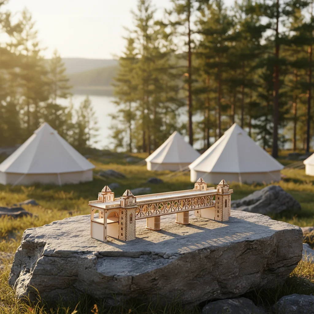 OUZEY 3D木製橋模型キット 天然木色 DIY組み立てパズル、大人と14歳以上のティーン向けの教育的エンジニアリングプロジェクト