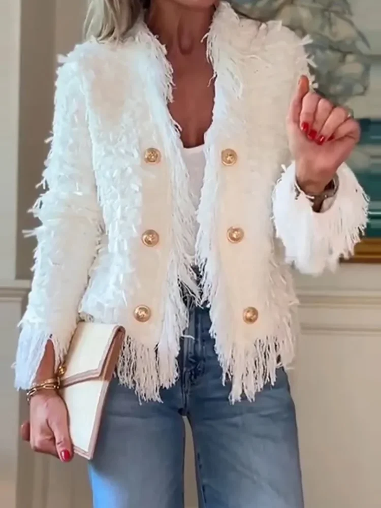 Nieuwe effen v-hals vest jas lente herfst lange mouw damesmode jas casual chique korte bovenkleding voor vakantie streetwear