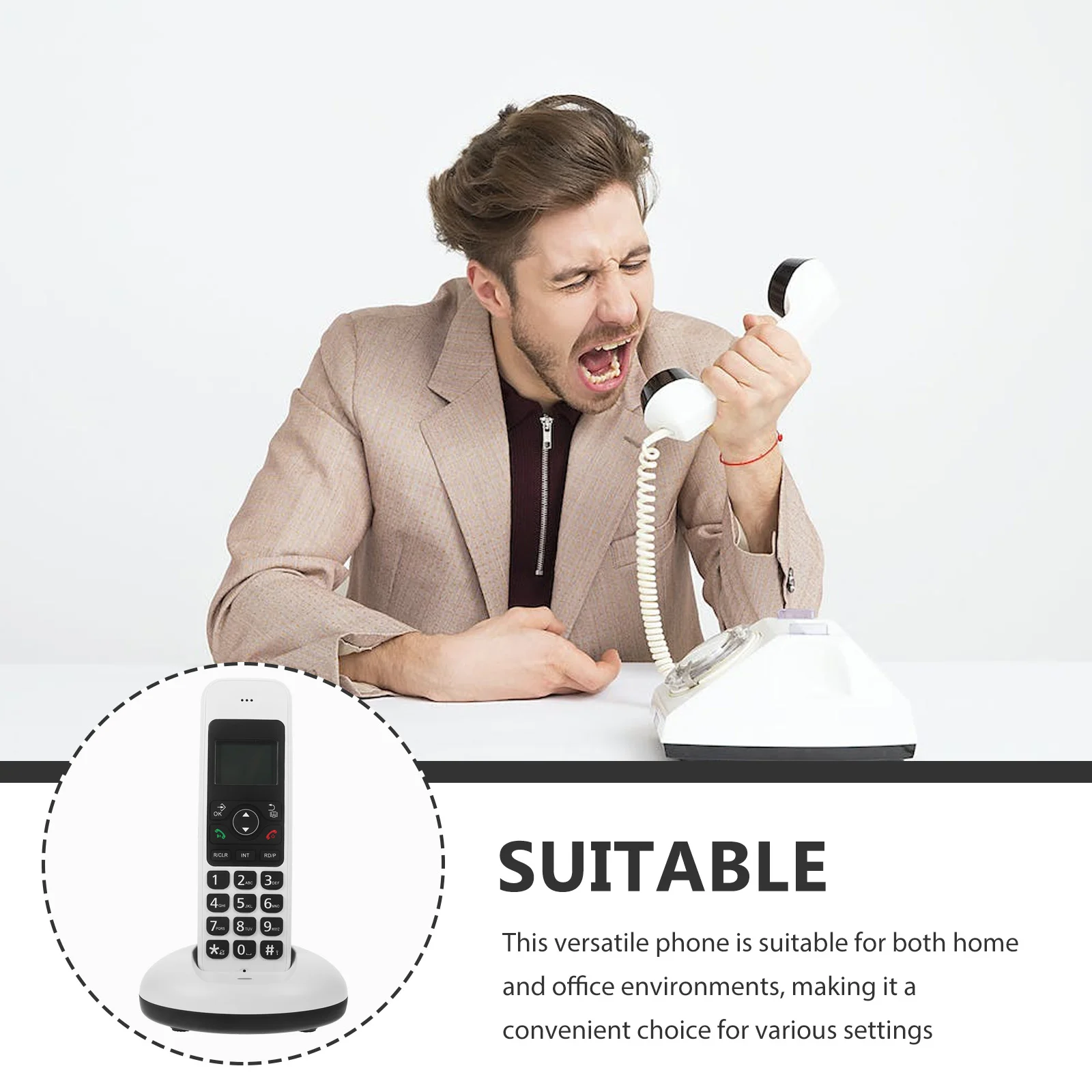 Of Digital Cordless Phone Household Cordless Phone Home Telephone Cordless Big Button Business Telephone (US Plug)