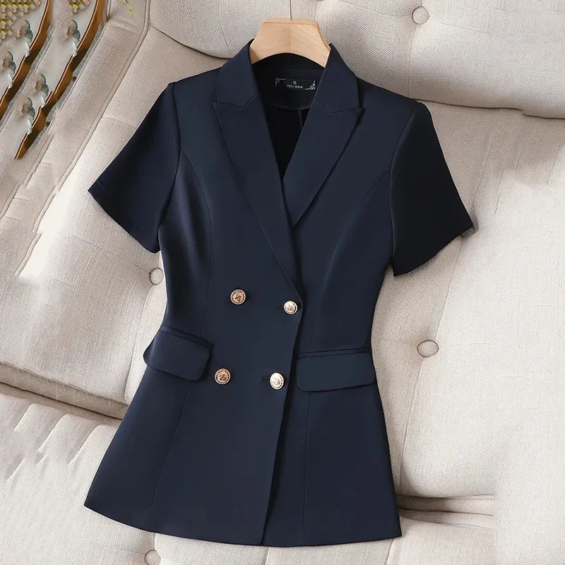 YYAHAHAS Women Blazer Jacket Summer Temperament Suit Coat Fashion Korean Thin Short Sleeve Suit Outerwear Lady Casual Tops