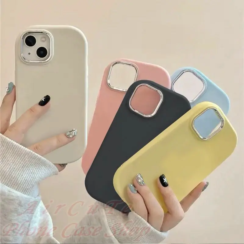 

Macaron Metal Lens Frame Soft Silicone Case For Samsung S26 S25 S24 S23 S22 S21 S20 FE Note 20 Ultra Plus + 5G Back Phone Cover