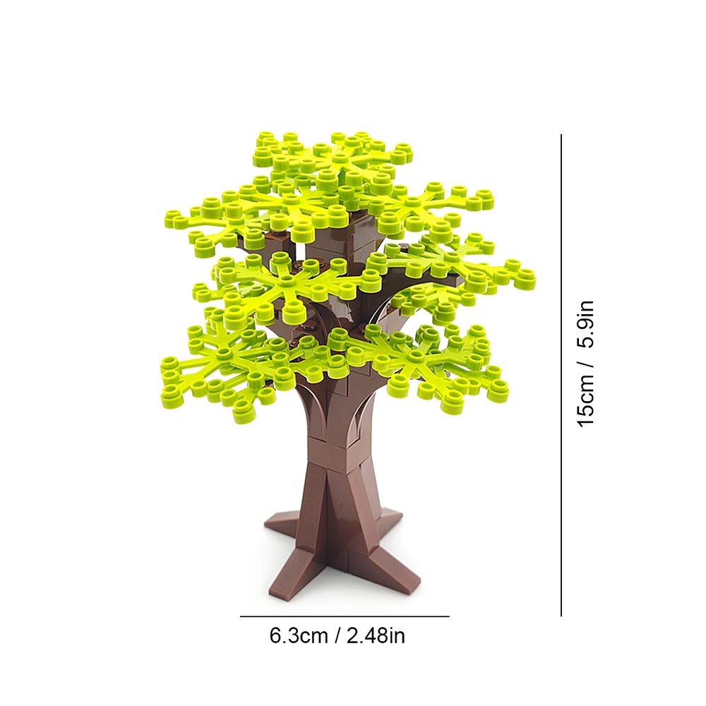 大きな木のビルディングブロックセット,庭の植物,通りの景色,緑の森,風景の拡大,創造的なクリスマスのおもちゃ