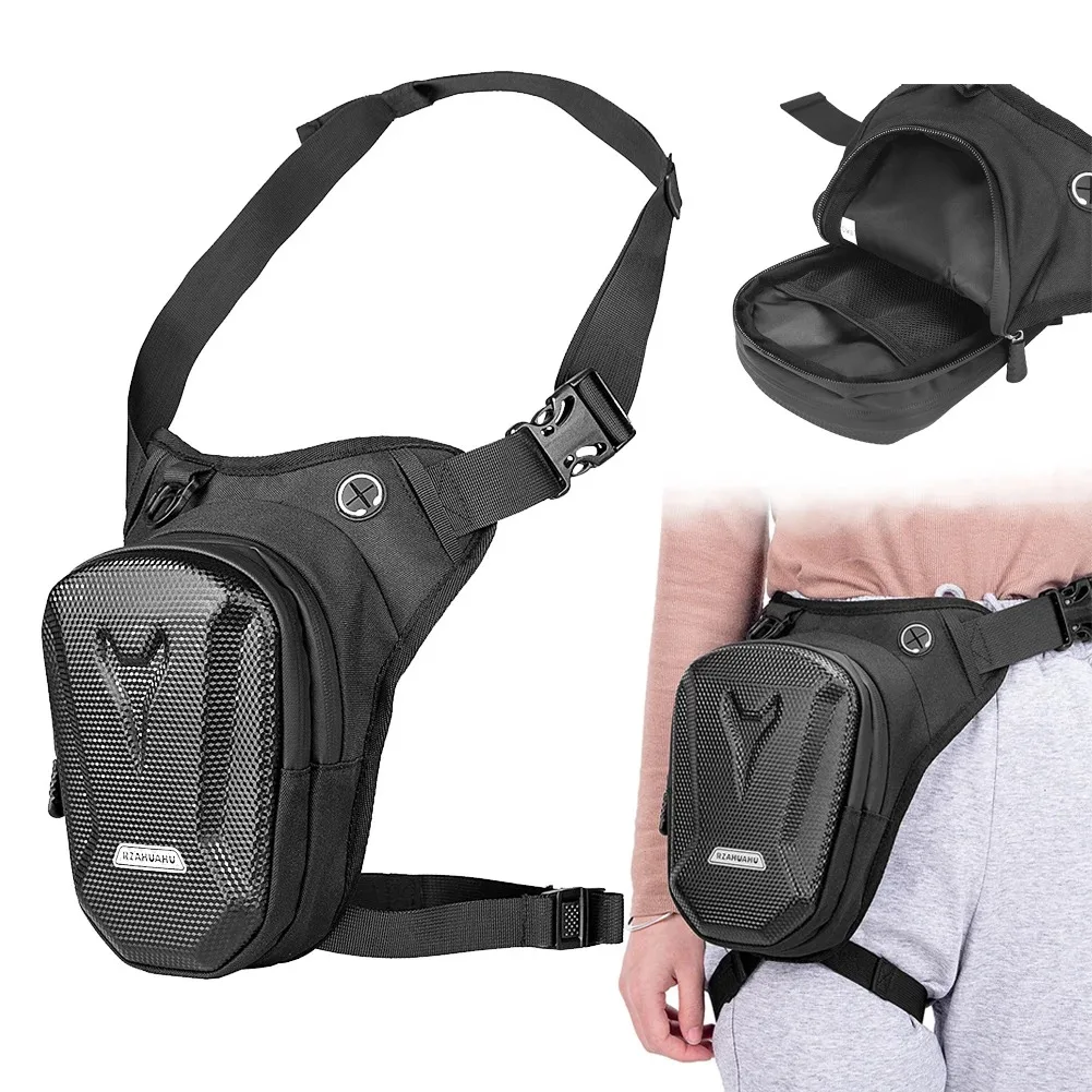 Motorbike Drop Waist Leg Bag EVA Hard Shell Motorcycle Leg Side Bag Outdoor Casual Waist Packs Bike Phone Purse Hip Bum Pack