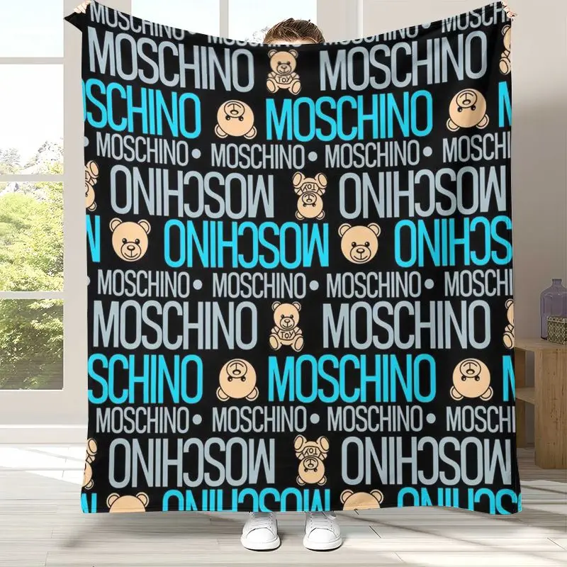 Fashion M-Moschino Cartoon Bear Flannel Throw Blanket,Cozy Warm Blanket for Bed,Sofa,Living Room,Picnic,Camping,Home Decor,Gift