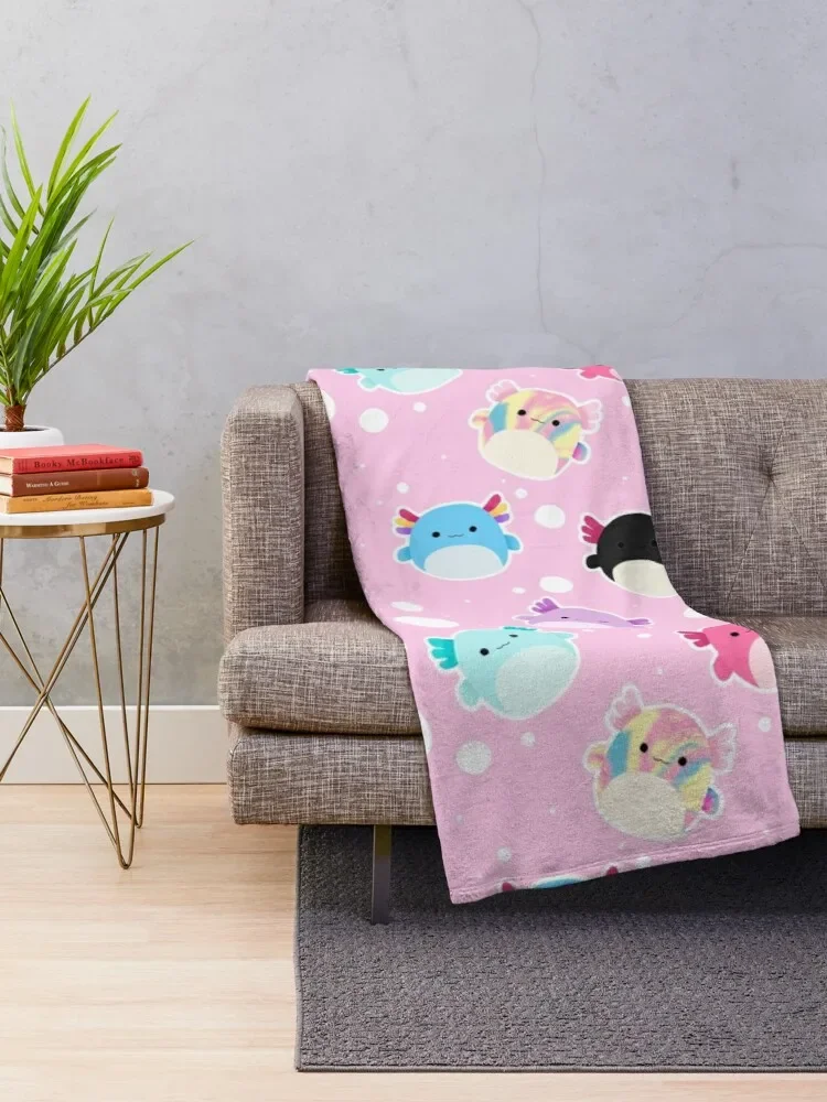 Axolotl Squish Party Squish Throw Blanket Fleece Bkanket Baby Blanket