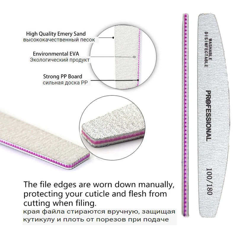5-50 قطعة/الحزمة المهنية قابل للغسل ملفات الأظافر 100 إلى 180 نصف القمر قوي الصنفرة دائم ملف الأظافر أدوات مانيكير لوازم #4