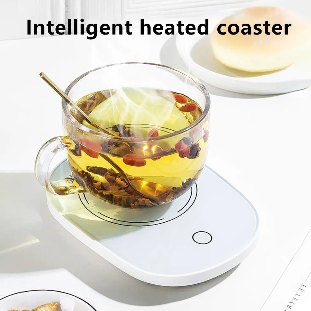 Smart Thermostatic Heating Coasters Milk Coffee Hot Water Warm Coasters Base 55 Degrees USB Home Office Coasters