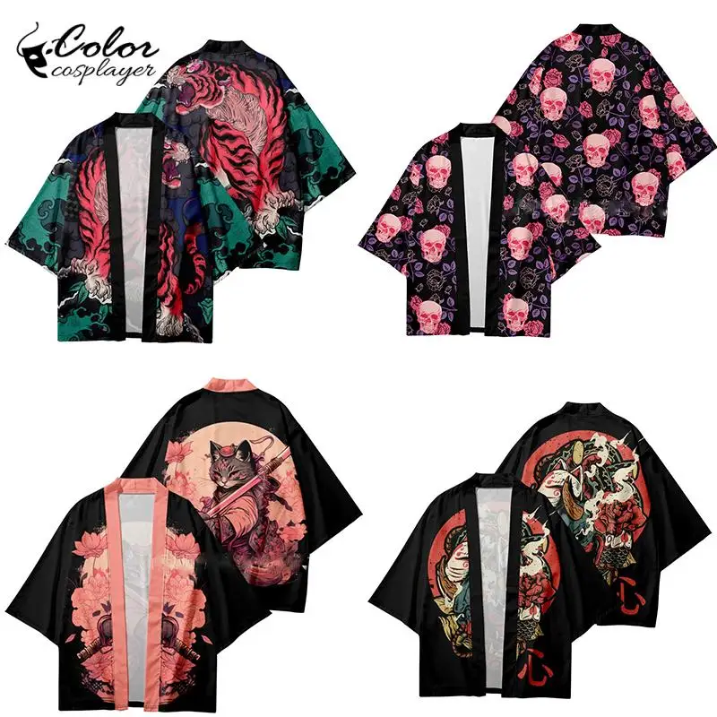 

Color Cosplayer Japanese Anime Haori Loose Cardigan Animal Pattern Kimono Fancy Party Cosplay Costume Adult Kimono Cloak