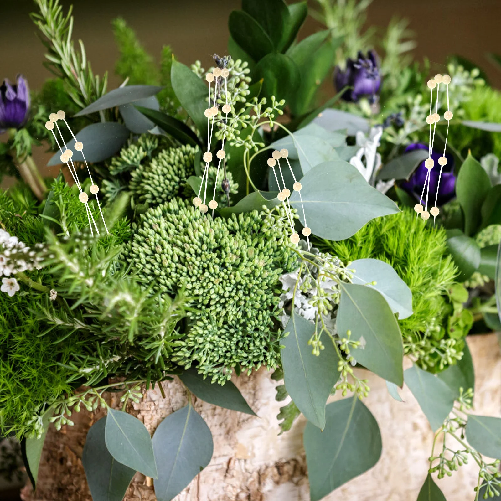 

100Pcs Pearl Bouquet Sticks Cake Decor Topper Set Creative Baking Adornment for Celebration Dessert Decorating Unique Cake Pearl