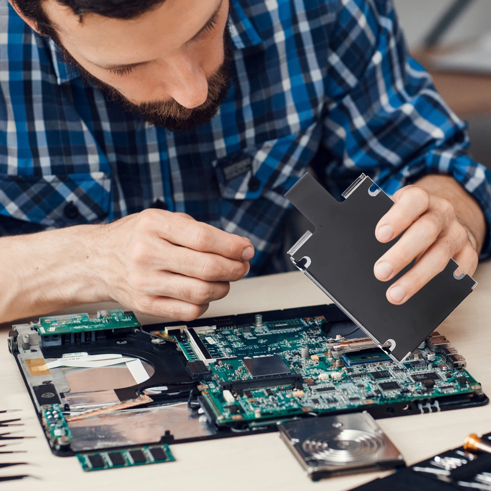 

1 set Hard Drive Cage 7mm Thickness Metal SSD Mounting Bracket Laptop Accessory Hard Disk Hard Drive Tray Replacement