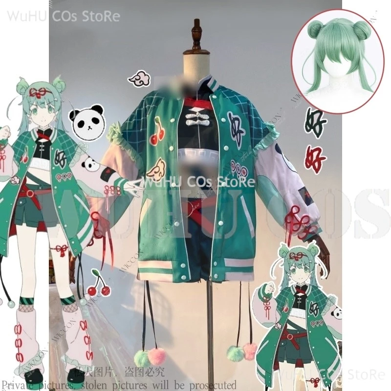 PJSK Cosplay Costume Mikuku Halloween Party Mikku Stage Costume Wig Comic Disguise HAO Role Play Woman Adult Daily Outfit Panda