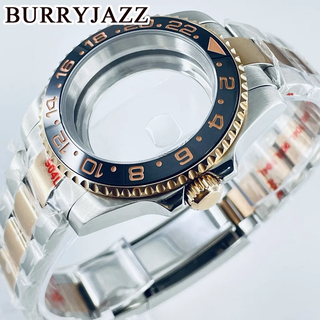 BURRYJAZZ 40mm SUB GMT Case NH35 NH36 NH34 NH38 NH70 NH72 ETA2824 PT5000 Watch Case Sapphire Glass Ceramic /Aluminum Bezel