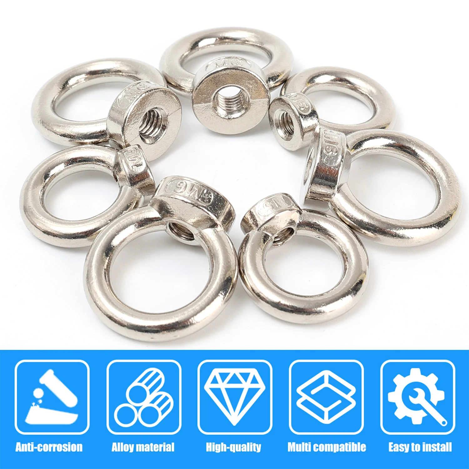 5/20 قطعة سبائك الزنك التعميم رفع حلقة المكسرات رفع العين الخيوط الجوز السحابة ييبولت حلقة ربط الجوز مسامير أدوات M5/M6