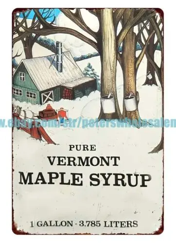 VERMONT Maple Syrup collecting cabin tree metal tin sign home decor online