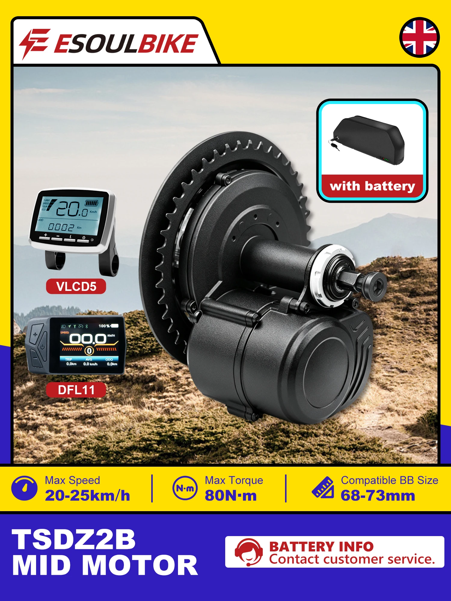 AliExpress TONGSHENG Tongsheng TSDZ2B 250W Mid‑Drive Ebike Conversion Kit, Torque Sensing Electric Bicycle Motor Kit with VLCD5 / DFL11 Display, 36V 20Ah Battery