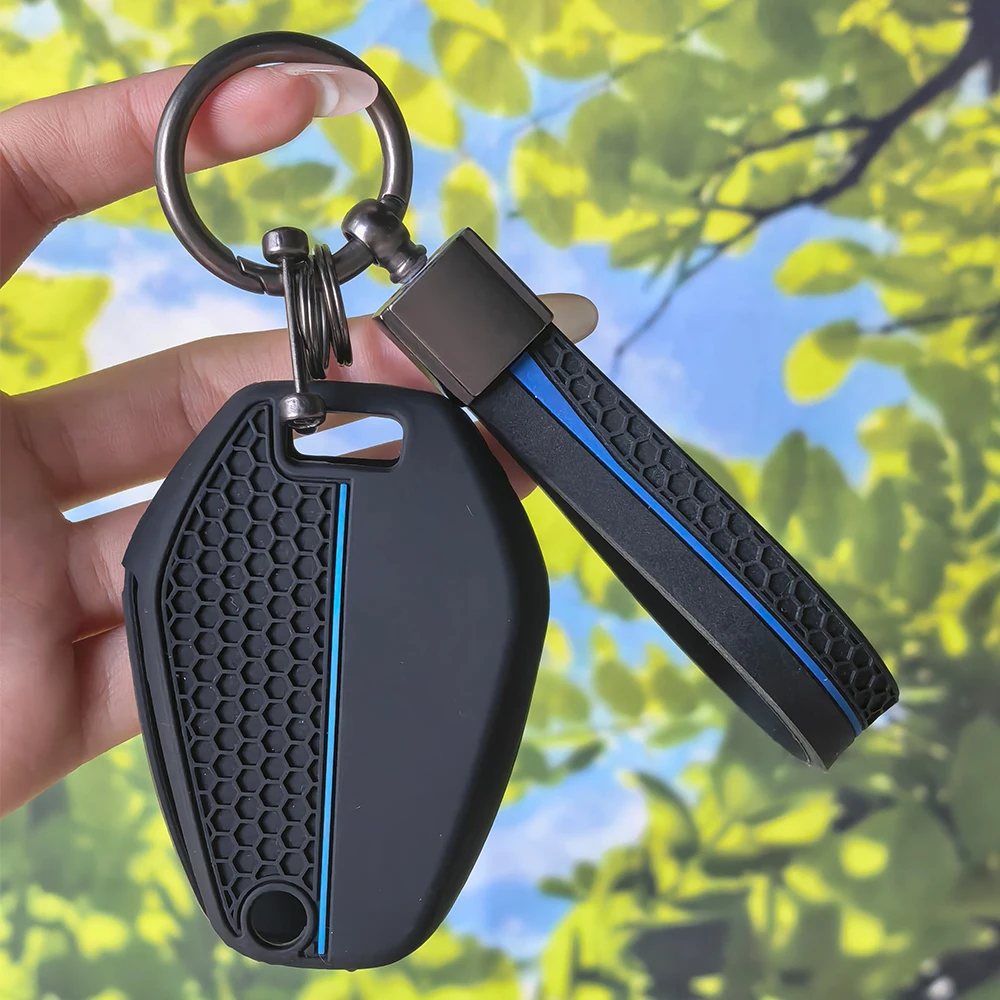Honeycomb Silicone Key Case with Keychain for BMW R1300GS R12 R1300R R1300RS R1300RT ADV, Bike Anti‑Wear Fob Protector