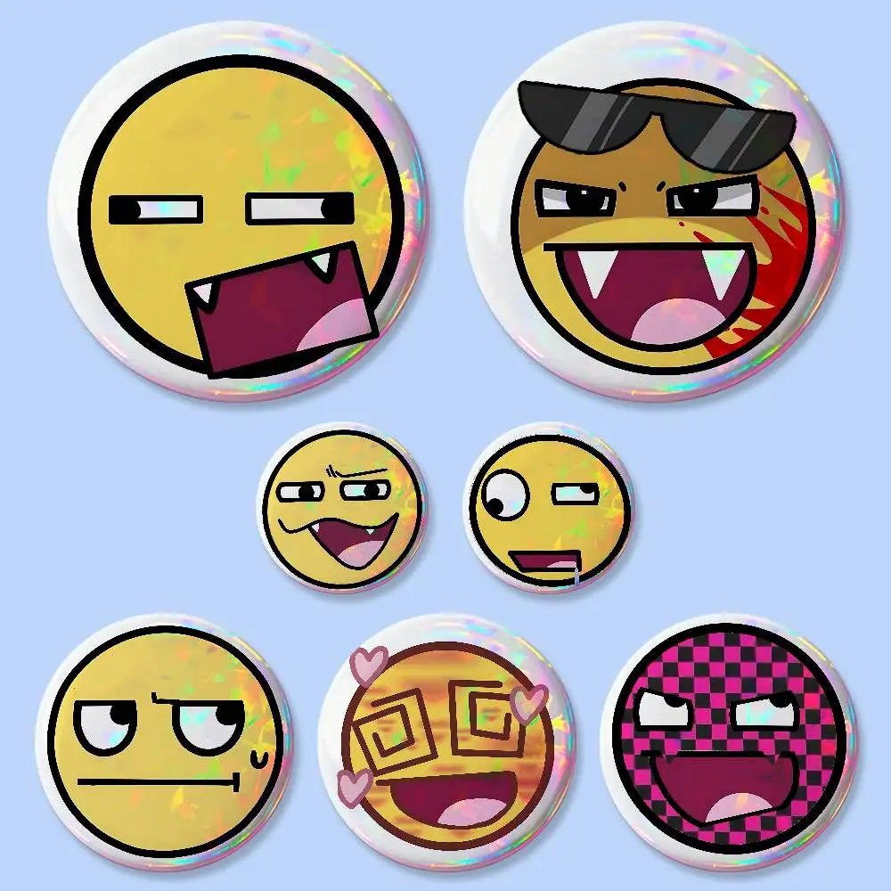 Lustige E-Epic Face Abzeichen 25 32 44 58 75 mm Runde Cosplay-Pins Taschendekoration Fans Sammlerstücke Freunde Geschenke Brosche Souvenir