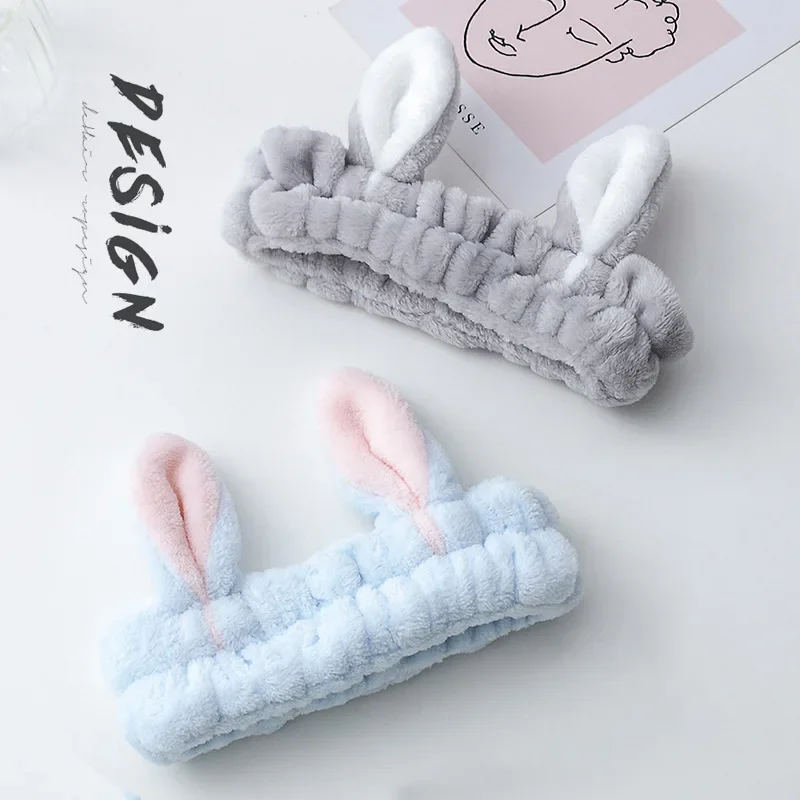 Headband Washing Wash Face Rabbit Makeup Hairbands Girls Elastic Holder  Strap Bands Ears Turban Hair Accessories JJ-YWFB-Rabbit