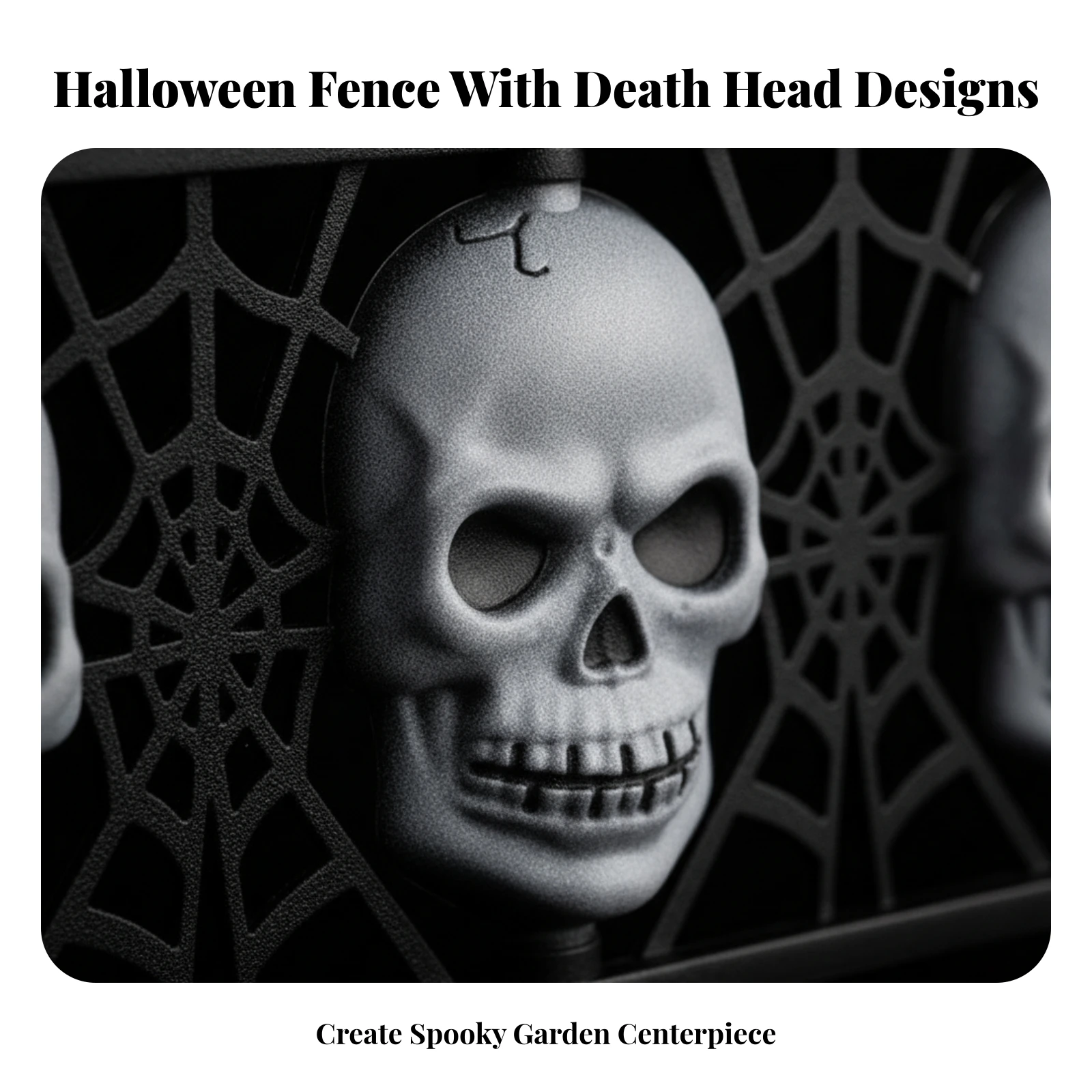 4 Pieces Decorative Fence with Skull Black Spiderweb Fence Panels Yard Fencing Lightweight Garden Border Creepy for Homeowners